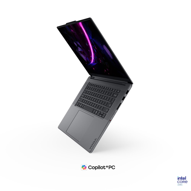 Лаптоп Lenovo Yoga Pro 9 16IPH11, Intel Core Ultra 9 386H 16C (1.6 / 4.9 GHz, 18MB Cache), 16" (40.64cm) 3.2K OLED 1000nits 120Hz Glossy Display, Touchscreen, NVIDIA GF RTX5070 12GB GDDR7 DLSS 4, 64GB LPDDR5X, 1TB M.2 NVMe SSD, Windows 11 Home