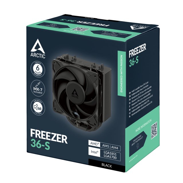 Охладител за процесор ARCTIC Freezer 36-S Black, 4-Pin, AM4 / AM5 / LGA1700 / 1851