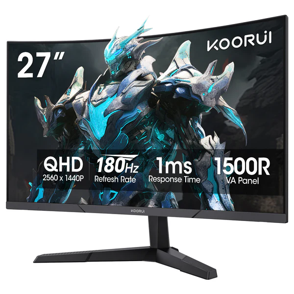 Монитор KOORUI 27E6QCA, 27.0" (68.58 cm) FHD VA Curvature Display, 180Hz, 1ms, 4000:1, 350cd/m2, HDMI, DP