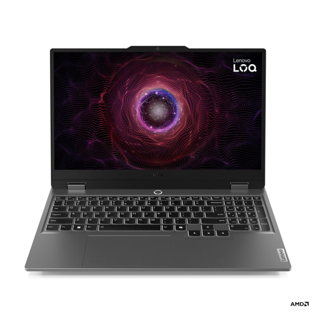Лаптоп Lenovo LOQ 15AHP9, AMD Ryzen 7 7445HS 8C (3.2 / 3.55 GHz, 16MB Cache), 15.6'' (39.62 cm) FHD IPS Anti-glare Display, NVIDIA GF RTX3050 6GB GDDR6, 16GB DDR5, 512 GB M.2 NVMe SSD, Free DOS