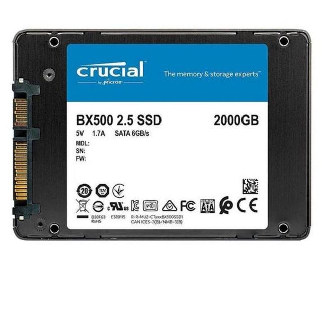 Crucial BX500 SSD 2TB 3D NAND SATA III (6 Gb/s), 2.5"(6.35 cm) 