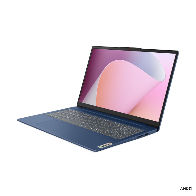 Лаптоп Lenovo IdeaPad Slim 3 15AMN8, AMD Ryzen 5 40 4C (2.8 / 4.3 GHz, 4MB Cache), 15.6'' (39.62 cm) FHD IPS Anti-glare Display, 16GB LPDDR5, 512GB M.2 NVMe SSD, Free DOS