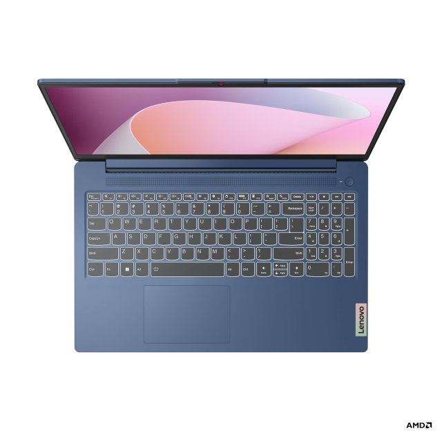 Лаптоп Lenovo IdeaPad Slim 3 15AMN8, AMD Ryzen 5 40 4C (2.8 / 4.3 GHz, 4MB Cache), 15.6'' (39.62 cm) FHD IPS Anti-glare Display, 16GB LPDDR5, 512GB M.2 NVMe SSD, Free DOS