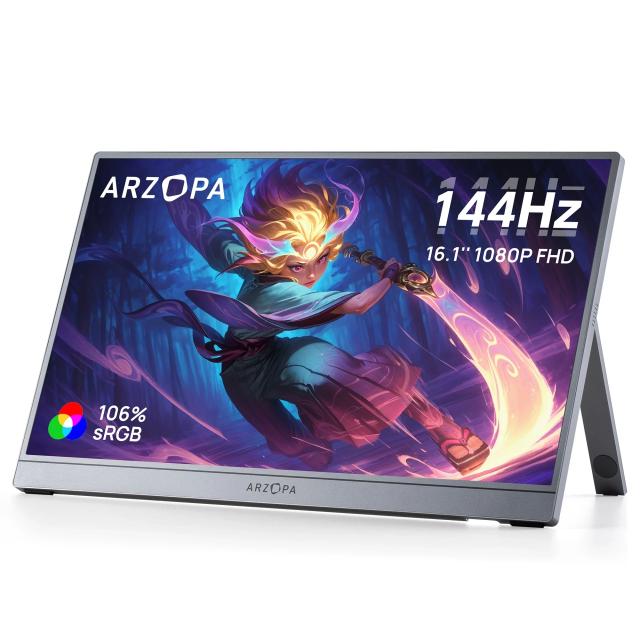 Монитор Arzopa Z1FC with Sleeve Bag Portable Monitor, 16.1" (40.89cm) FHD IPS, 144Hz, 300cd/m², 1200:1, Mini HD, USB Type-C