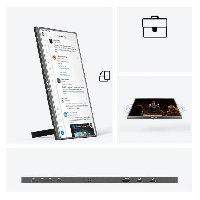 Монитор Arzopa Z1C Portable Monitor, 16.1" (40.89cm) FHD IPS, 60Hz, 300cd/m², 1000:1, Mini HD, USB Type-C