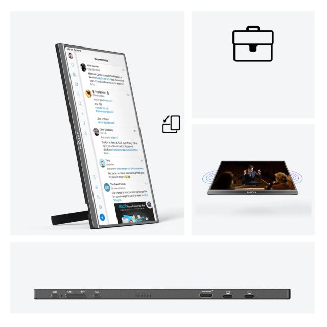 Монитор Arzopa A1M Portable Monitor, 17.3" (43.94 cm) FHD IPS, 60Hz, 300cd/m², 1000:1, Mini HD, USB Type-C