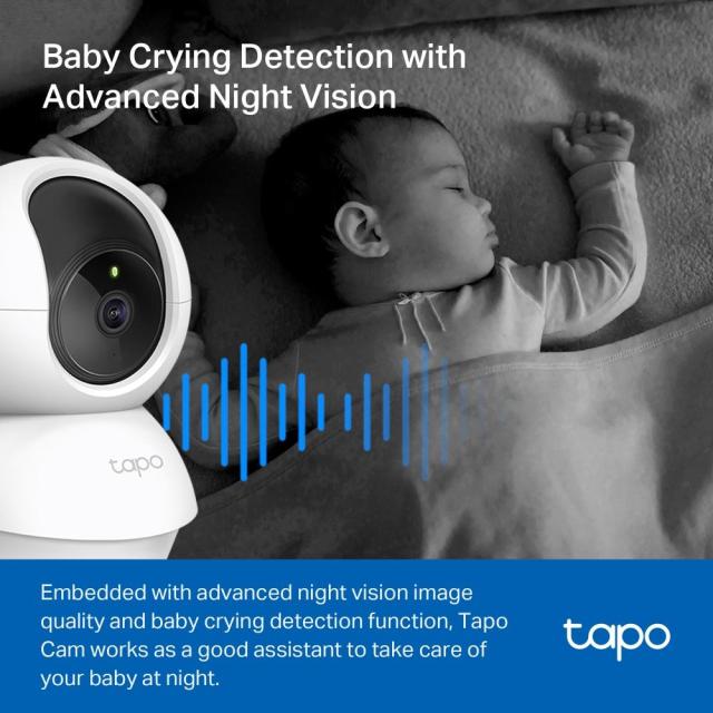 Камера IP TP-Link Tapo C210P2, 360°, Pan/Tilt, 3Mpix, IR осветленост, H.264, Wi-Fi, аудио, microSD слот, 2бр. камери