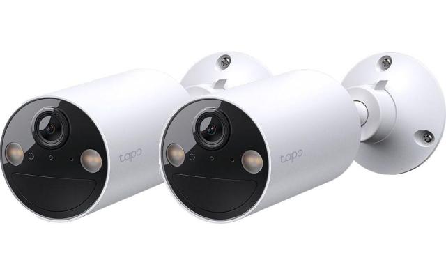 Камера IP TP-Link Tapo C410 (2-pack), насочена "bullet" камера, 3MPix, H.264, IR осветеност, външна IP65, Wi-Fi, microSD слот, микрофон и говорител