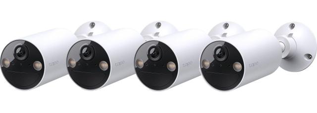 Камера IP TP-Link Tapo C410 (4-pack), насочена "bullet" камера, 3MPix, H.264, IR осветеност, външна IP65, Wi-Fi, microSD слот, микрофон и говорител