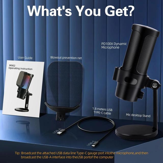 Mикрофон VCom Gaming Microphone, USB, RGB, Black