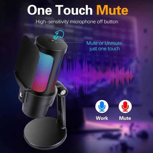 Mикрофон VCom Gaming Microphone, USB, RGB, Black