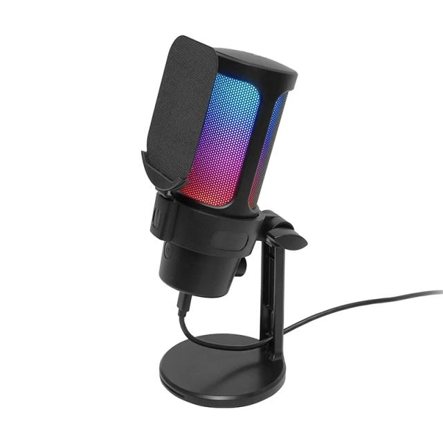 Mикрофон VCom Gaming Microphone, USB, RGB, Black