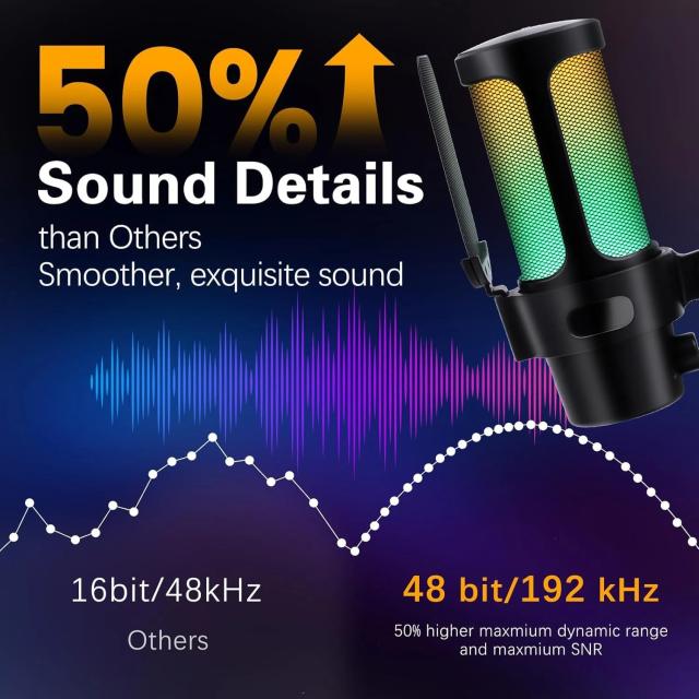 Mикрофон VCom Gaming Microphone, USB, RGB, Black