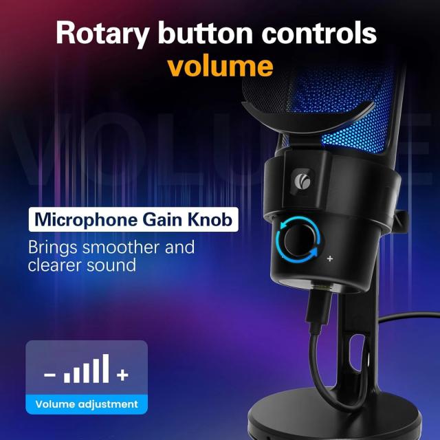Mикрофон VCom Gaming Microphone, USB, RGB, Black
