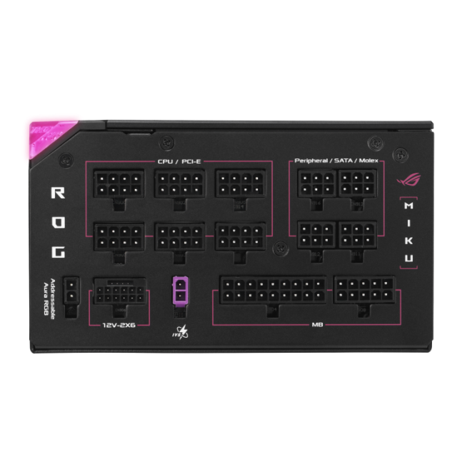 Захранване ASUS ROG Thor 1200W Platinum III Hatsune Miku Edition, Active PFC, ATX 3.1, PCIe 5.1, 80 Plus Platinum, Fully Modular