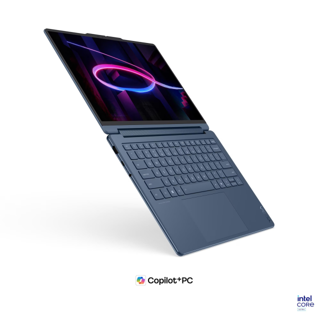 Лаптоп Lenovo Yoga 9 2-in-1 14IPH11 Aura Edition, Intel Core Ultra 7 355 8C (1.7 / 4.7 GHz, 12MB Cache), 14.0" (35.56 cm) 2.8K WQXGA+ OLED Anti-fingerprint Glossy Display, Touchscreen, Intel Graphics 4 Xe3, 32GB LPDDR5X, 1TB M.2 NVMe SSD, Windows 11 