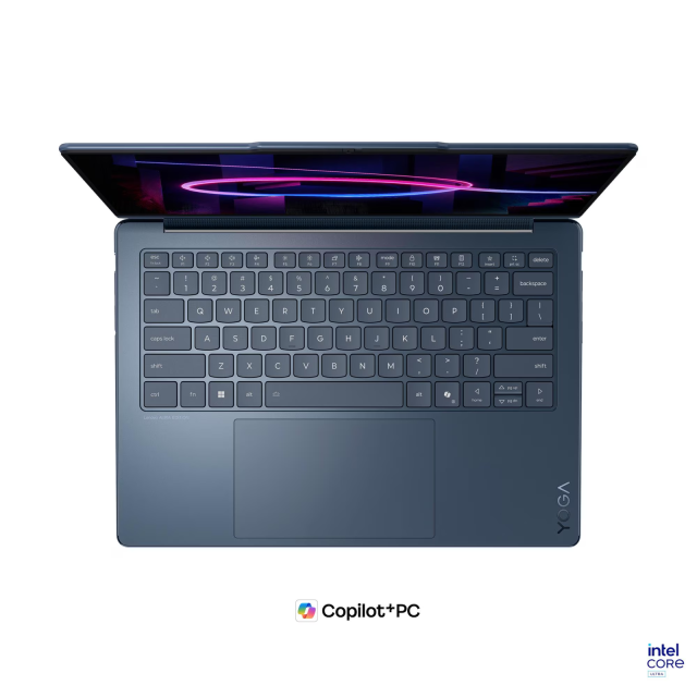 Лаптоп Lenovo Yoga 9 2-in-1 14IPH11 Aura Edition, Intel Core Ultra 7 355 8C (1.7 / 4.7 GHz, 12MB Cache), 14.0" (35.56 cm) 2.8K WQXGA+ OLED Anti-fingerprint Glossy Display, Touchscreen, Intel Graphics 4 Xe3, 32GB LPDDR5X, 1TB M.2 NVMe SSD, Windows 11 