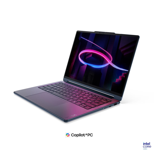 Лаптоп Lenovo Yoga 9 2-in-1 14IPH11 Aura Edition, Intel Core Ultra 7 355 8C (1.7 / 4.7 GHz, 12MB Cache), 14.0" (35.56 cm) 2.8K WQXGA+ OLED Anti-fingerprint Glossy Display, Touchscreen, Intel Graphics 4 Xe3, 32GB LPDDR5X, 1TB M.2 NVMe SSD, Windows 11 