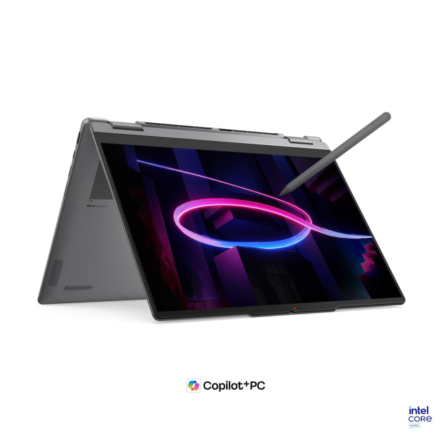 Лаптоп Lenovo Yoga 7 2-in-1 16IPH11 Aura Edition, Intel Core Ultra 7 355 8C (1.7 / 4.7 GHz, 12MB Cache), 16.0" (40.64 cm) 2.8K WQXGA+ OLED Glossy Display, Intel Graphics 4 Xe3, 32GB LPDDR5X, 1TB M.2 NVMe SSD, Windows 11 Home
