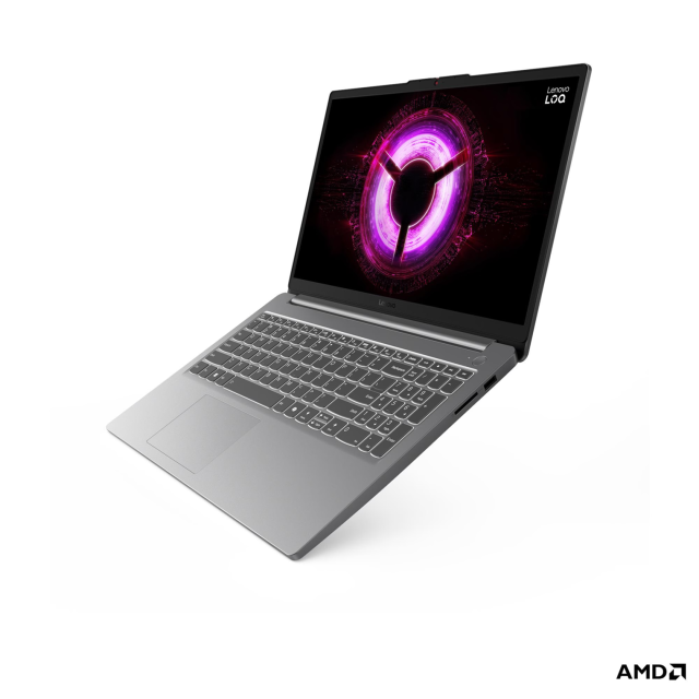Лаптоп Lenovo LOQ Essential 15ARP10E, AMD Ryzen 5 150 6C (3.30 / 4.55 GHz, 16MB Cache), 15.6'' (39.62 cm) FHD IPS Anti-glare Display, NVIDIA GF RTX3050 6GB GDDR6, 16GB DDR5, 512GB M.2 NVMe SSD, No OS