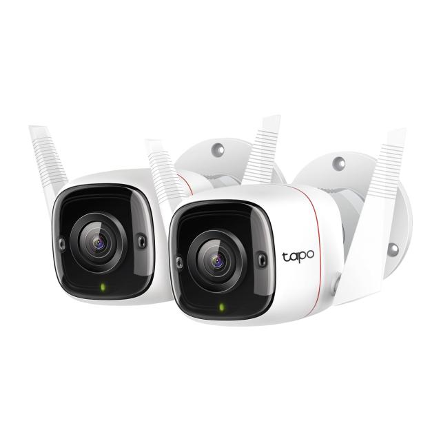 Камера TP-Link Tapo C310P2, насочена "bullet" камера, 3MPix, IR осветеност (до 30m), външна IP66, RJ-45, Wi-Fi, 2бр. камери