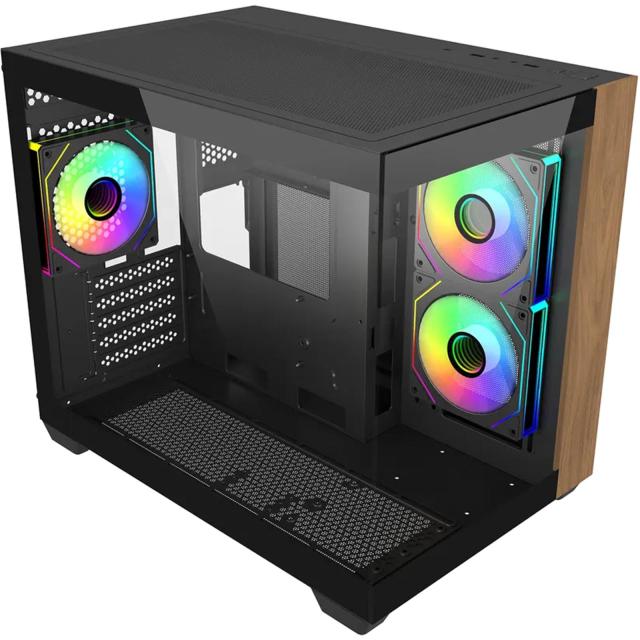 Кутия CoolerMaster Elite 481 Wood Black, Mini Tower, 2x USB 3.0, 1x USB Type-C, ITX, Micro-ATX