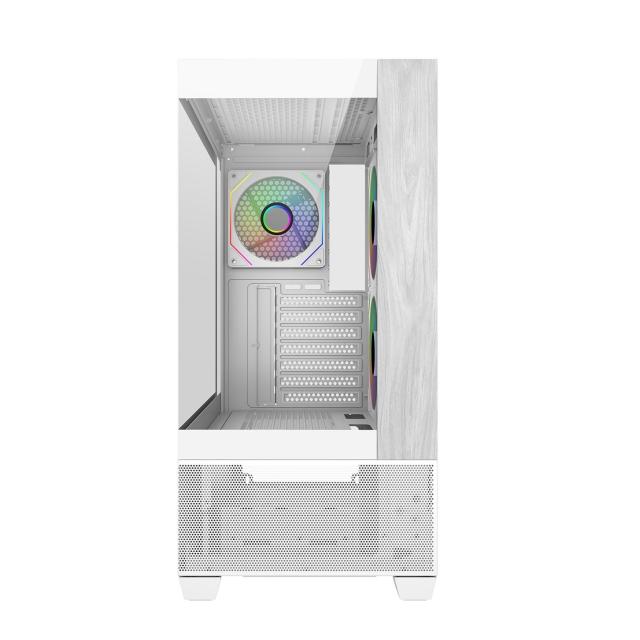 Кутия CoolerMaster Elite 690 Wood White, Mid Tower, 2x USB 3.0, 1x USB Type-C, 1x 3.5mm Headset Jack, ITX, Micro-ATX, ATX
