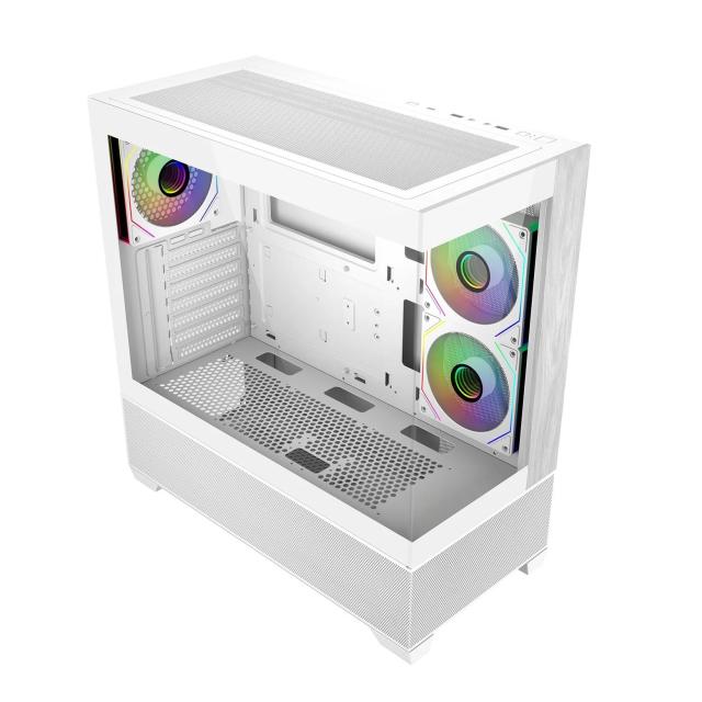 Кутия CoolerMaster Elite 690 Wood White, Mid Tower, 2x USB 3.0, 1x USB Type-C, 1x 3.5mm Headset Jack, ITX, Micro-ATX, ATX