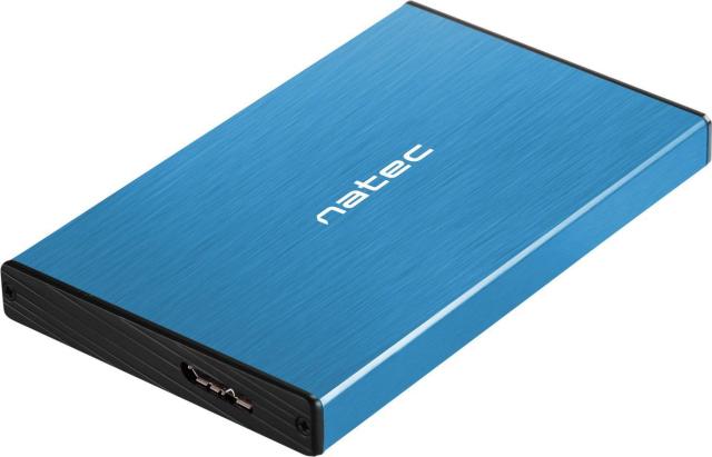 Кутия за HDD / SSD Natec Rhino Go, 2.5"(6.35 cm), SATA III (6 Gb/s), USB 3.0, син 