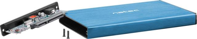 Кутия за HDD / SSD Natec Rhino Go, 2.5"(6.35 cm), SATA III (6 Gb/s), USB 3.0, син 