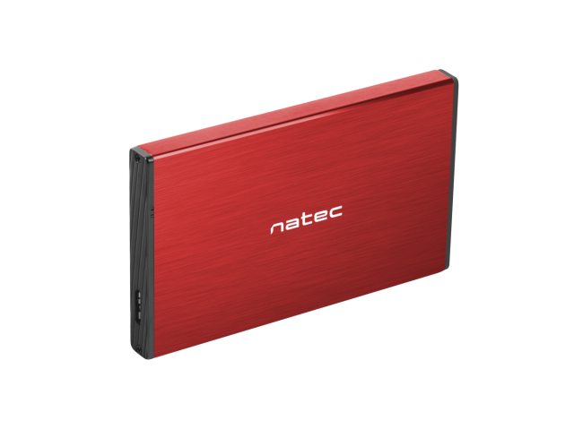 Кутия за HDD / SSD Natec Rhino Go, 2.5"(6.35 cm), SATA III (6 Gb/s), USB 3.0, червен