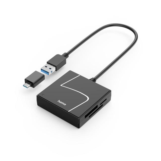 Четец за карти HAMA USB, USB-A, с USB-C адаптер, USB 3.2 Gen1, SD/micro-SD/CF/MS
