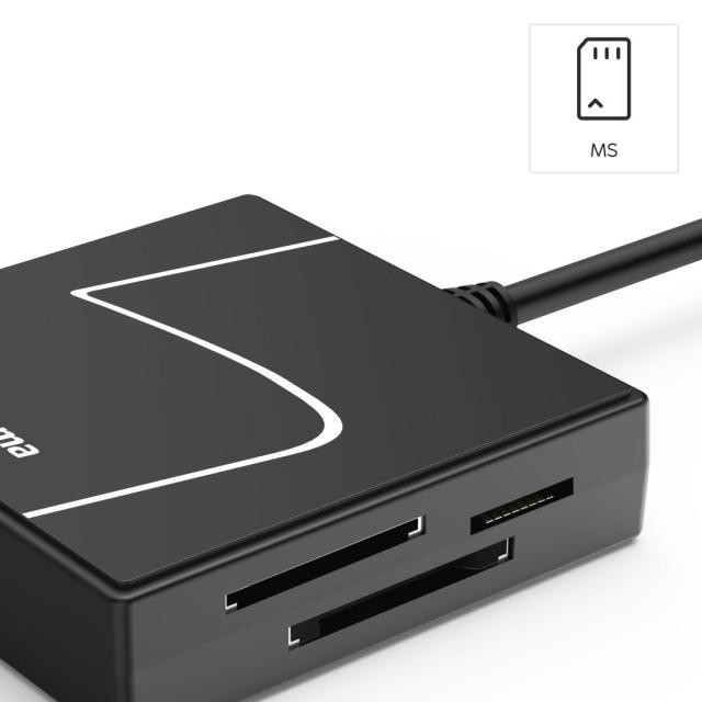 Четец за карти HAMA USB, USB-A, с USB-C адаптер, USB 3.2 Gen1, SD/micro-SD/CF/MS