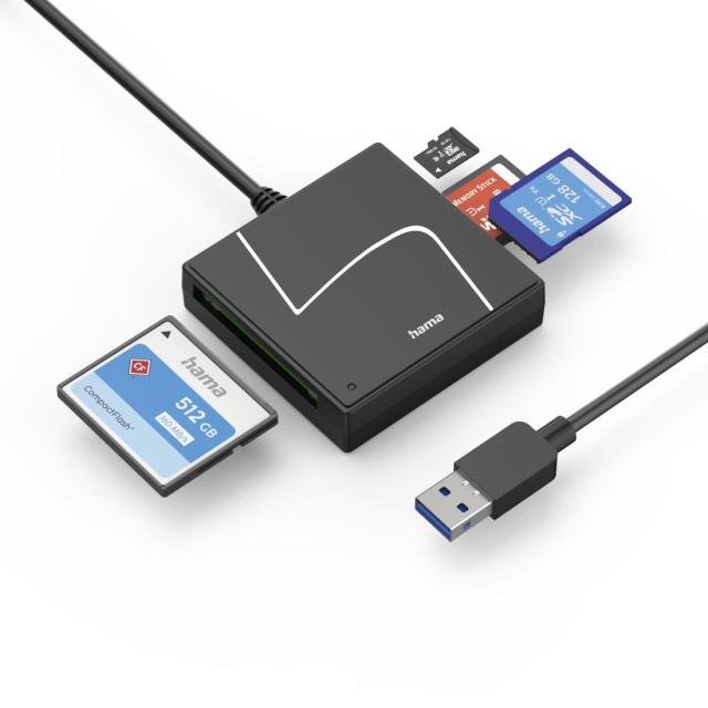 Четец за карти HAMA USB, USB-A, с USB-C адаптер, USB 3.2 Gen1, SD/micro-SD/CF/MS