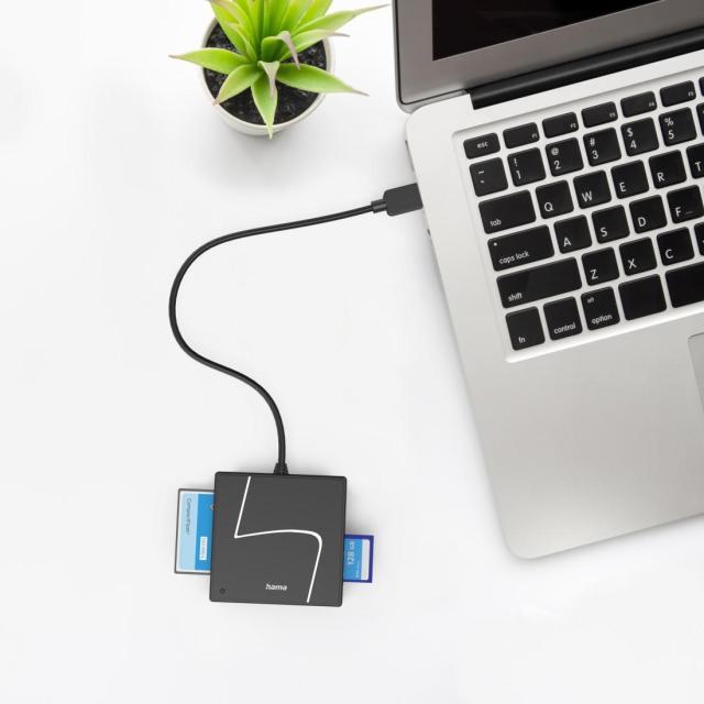 Четец за карти HAMA USB, USB-A, с USB-C адаптер, USB 3.2 Gen1, SD/micro-SD/CF/MS