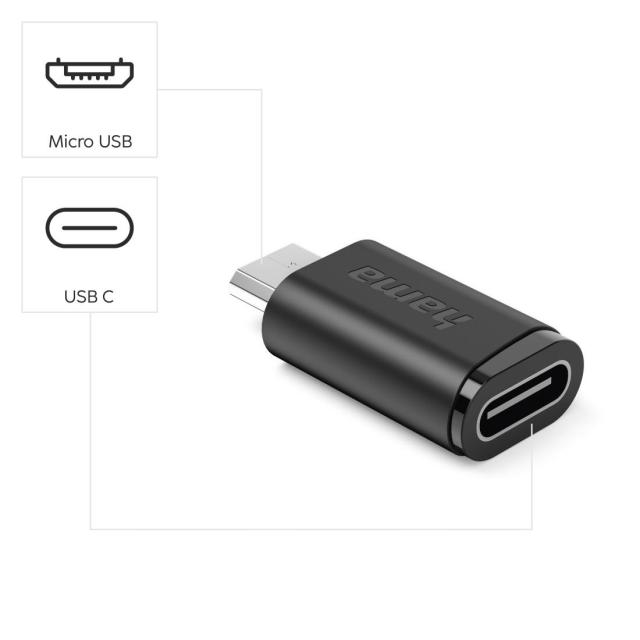 HAMA Адаптер USB Type-C към Micro-USB, 3 бр. в комплект