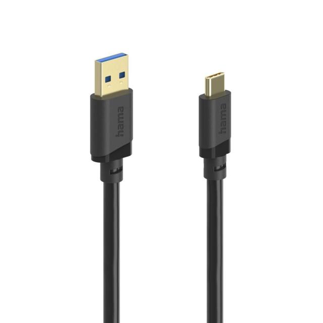 Кабел HAMA USB Type-C(м) към USB Type-А(м), USB 3.2 Gen 1, 0.75м, 5Gbit/s