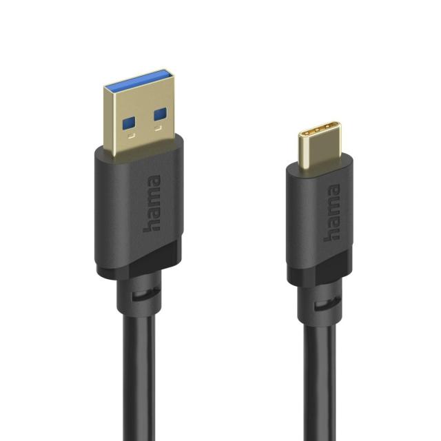 Кабел HAMA USB Type-C(м) към USB Type-А(м), USB 3.2 Gen 1, 0.75м, 5Gbit/s