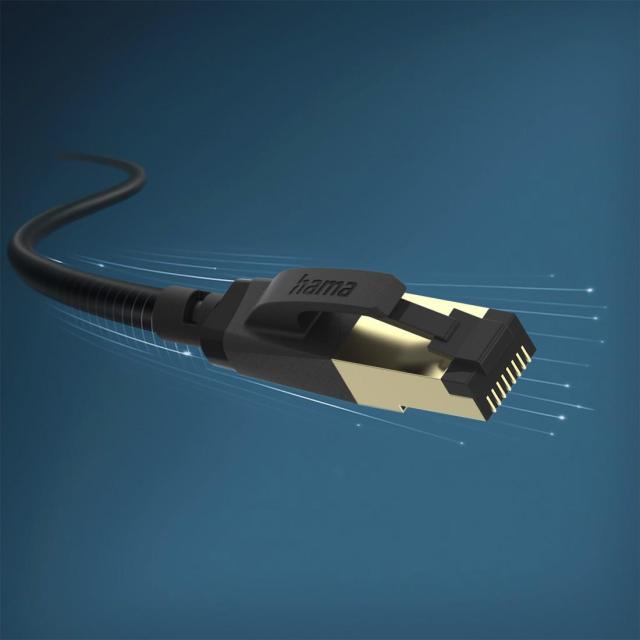 Мрежов пач кабел HAMA cat.8 S/FTP, 40Gbit/s, екраниран, 3м