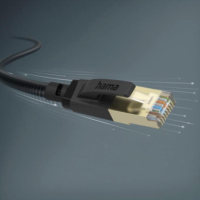 Мрежов пач кабел HAMA cat.8 S/FTP, 40Gbit/s, екраниран, 3м