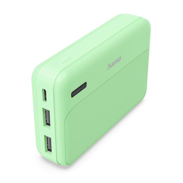 Външна батерия HAMA "Pocket 10", 10000 mAh, Изходи: 2 x USB-A, зелена