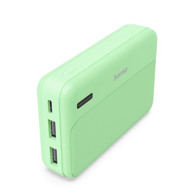 Външна батерия HAMA "Pocket 10", 10000 mAh, Изходи: 2 x USB-A, зелена