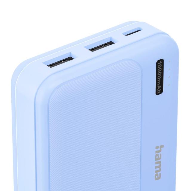 Външна батерия HAMA "Pocket 10", 10000 mAh, Изходи: 2 x USB-A, син