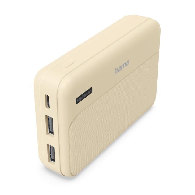 Външна батерия HAMA "Pocket 10", 10000 mAh, Изходи: 2 x USB-A, бежов