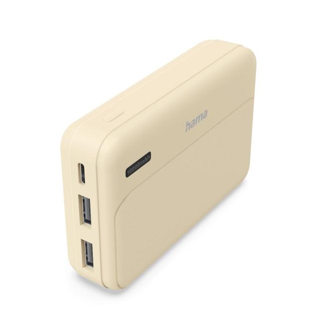 Външна батерия HAMA "Pocket 10", 10000 mAh, Изходи: 2 x USB-A, бежов