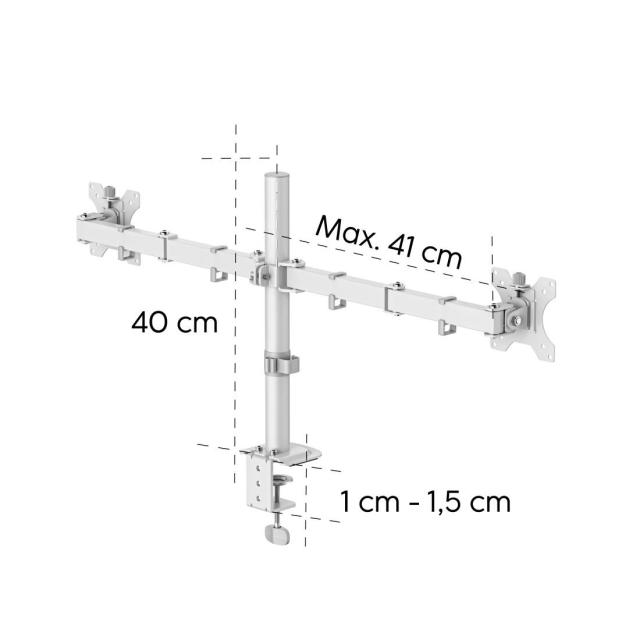 Стойка HAM за 2 монитора за бюро, регулируема, 13" - 35", 12 кг, Бял