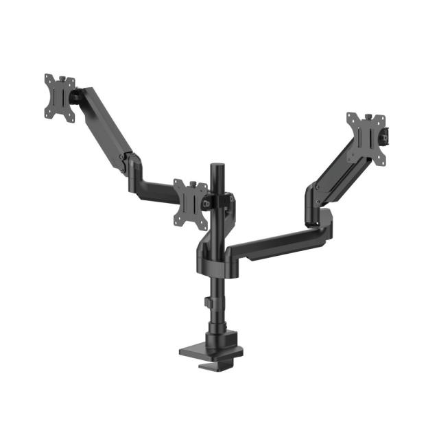 Стойка HAMA за 3 мониторa за бюро, 17"-32", газова пружина, напълно мобилна, черна