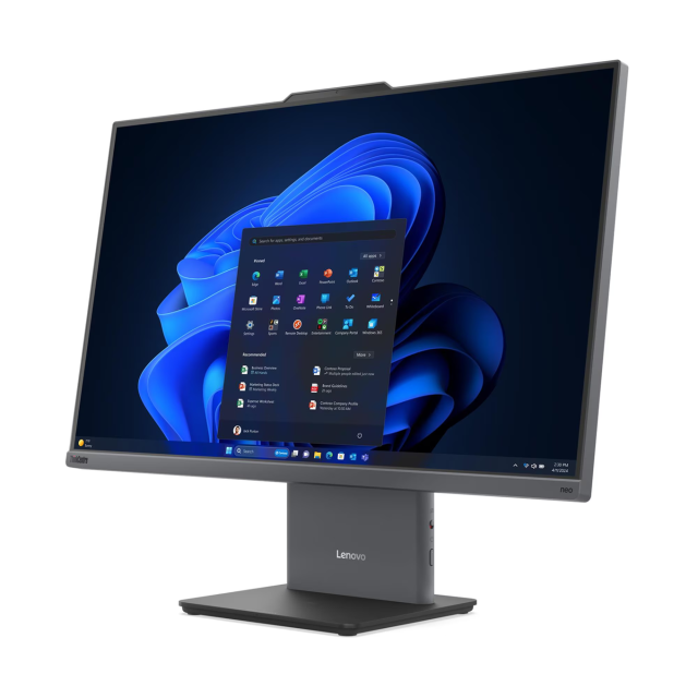Компютър Lenovo All-in-One ThinkCentre neo 50a 24 Gen 6 LNL, Intel Core Ultra 7 256V 8C (2.2 / 4.8 GHz, 12MB Cache), 23.8" (60.45 cm) FHD IPS Anti-glare Display, Intel Arc 140V, 16GB LPDDR5X, 512GB SSD M.2 NVMe, No OS
