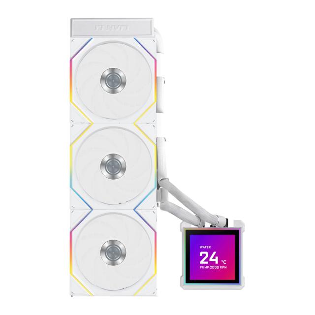 Охладител за процесор Lian Li Water Cooling HydroShift II LCD-S 360TL WHITE, 9-pin USB 2.0/3 pin ADD-RGB 5 /4 pin PWM, Intel LGA 1851/1700, AM4, AM5