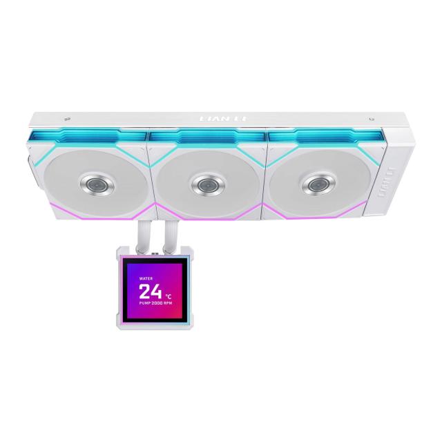 Охладител за процесор Lian Li Water Cooling HydroShift II LCD-S 360TL WHITE, 9-pin USB 2.0/3 pin ADD-RGB 5 /4 pin PWM, Intel LGA 1851/1700, AM4, AM5